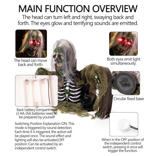 Animatronic Zombie Groundbreaker Halloween Decoration with Light and Sound J101875