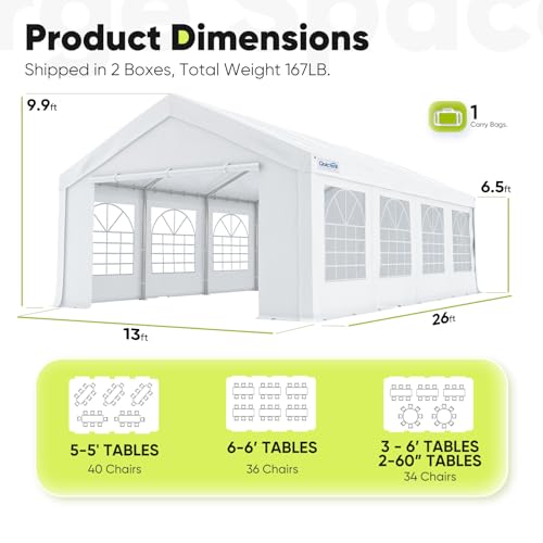 Quictent 20x20 Party Tent Heavy Duty Outdoor Canopy with Storage Bags M75972