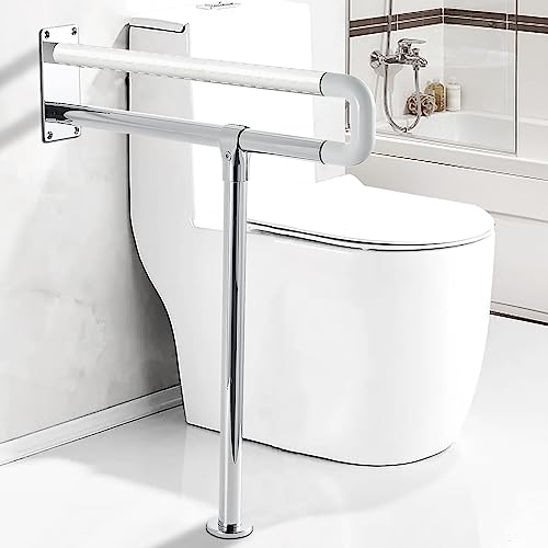 Sturdy Toilet Grab Bar 23.6 Inch Bathroom Rails Anti Slip Handicap Grab Bar Wall to Floor Safety Grab Bars for Elderly Seniors Bathroom Toilet Seat Accessories Support Shower Handrails