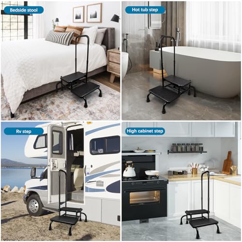 2 Step Stool with Handle for Elderly, Heavy Duty Medical Step Stool with 5 Legs K9980
