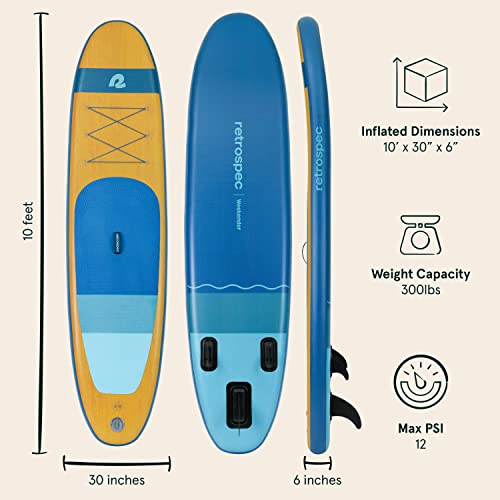 Retrospec Weekender Inflatable Stand Up Paddle Board 10’6” with Paddle & Pump G91379