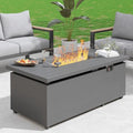Sundale Outdoor 51 Inch Outdoor Fire Pit Table, 50,000 BTU Rectangle Propane Fire Pit with Glass Wind Guard, Rain Cover, Removable Lid, Matching with Outdoor Furniture Sets, CSA Certified, Gray