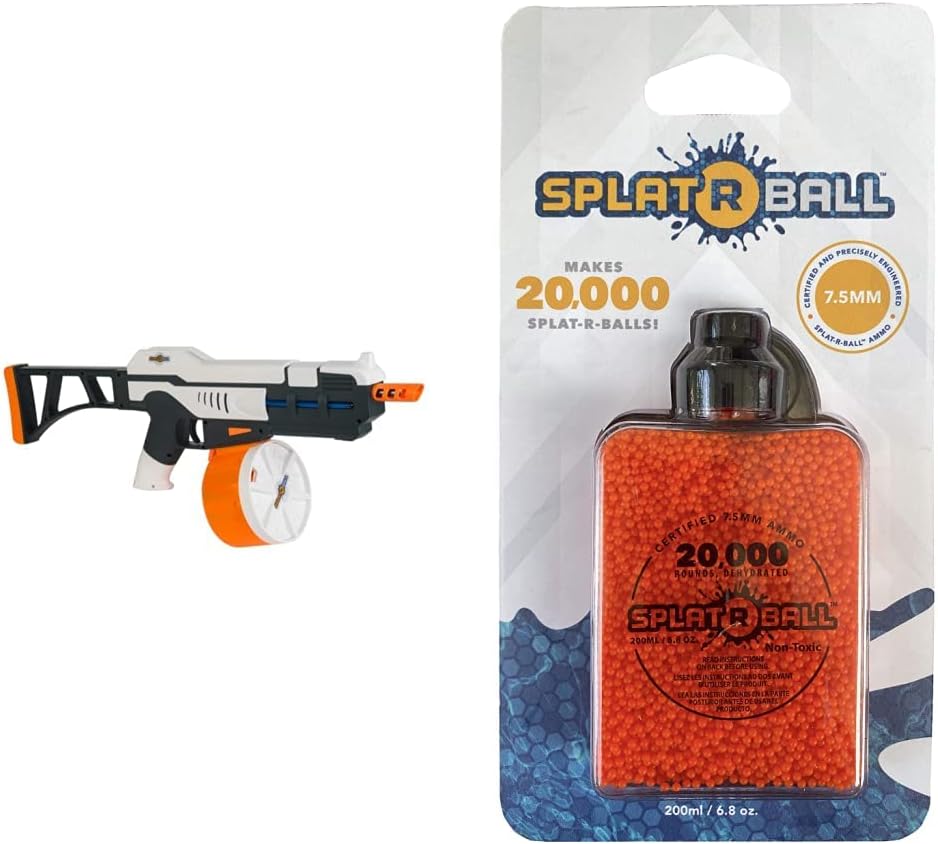 SplatRball SRB1200 Full Auto Electric Water Bead Gel Ball Blaster Kit and 20K SplatRball Orange Ammo
