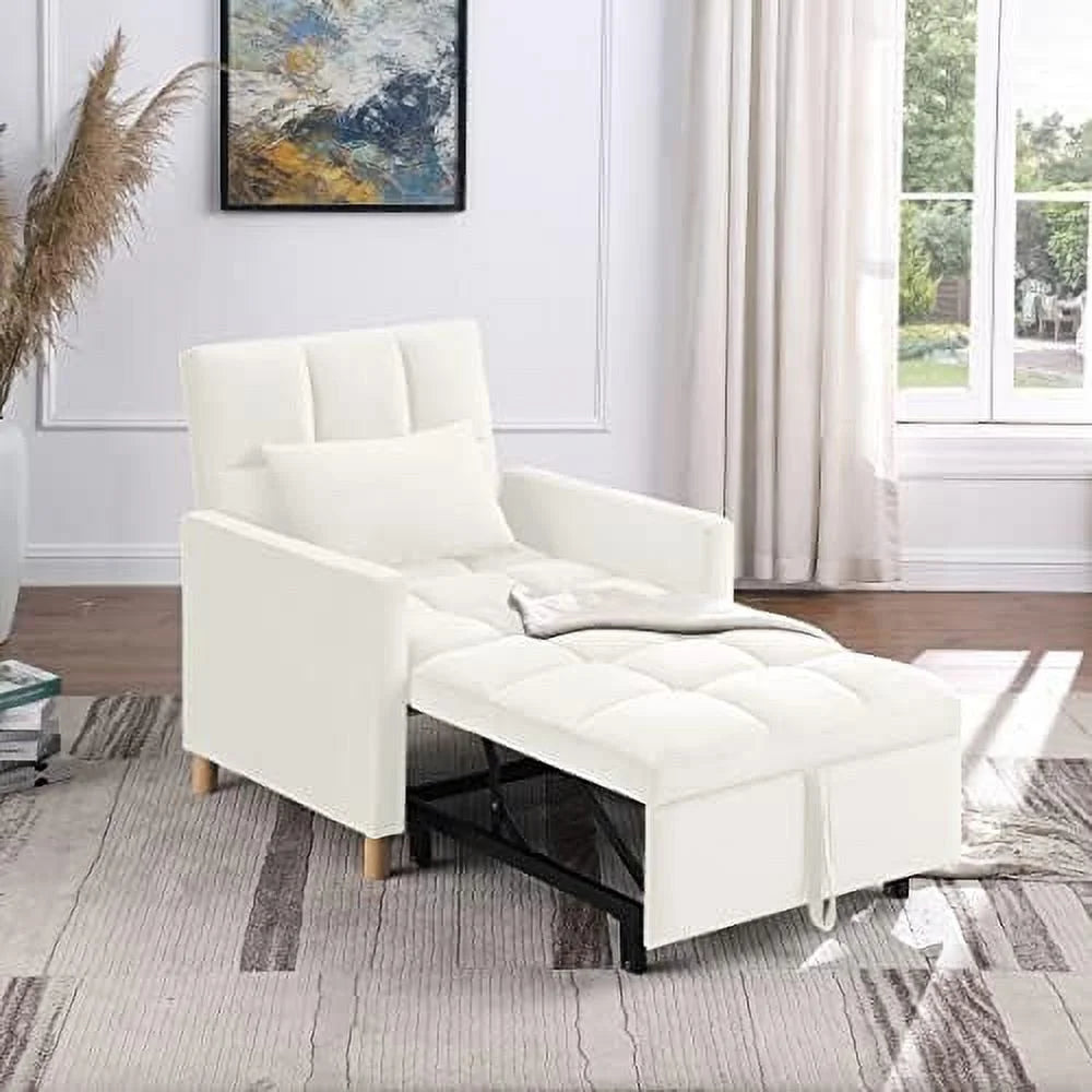 xrboomlife Multi-Functional Convertible Chair Sleeper Velvet Adjustable Single Sofa Bed with Lumbar for Studio Dorm  Apartment  Bedroom Office Living Room