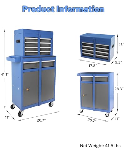 5-Drawer Rolling Tool Chest with Brake Casters, Black E95317