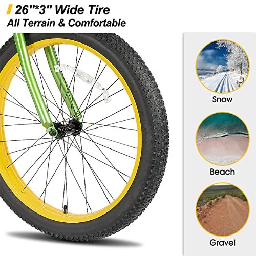 HILAND Adult Fat Tire Beach Cruiser Bike, 26 x 3 Inch Wheels, Single Speed L84340