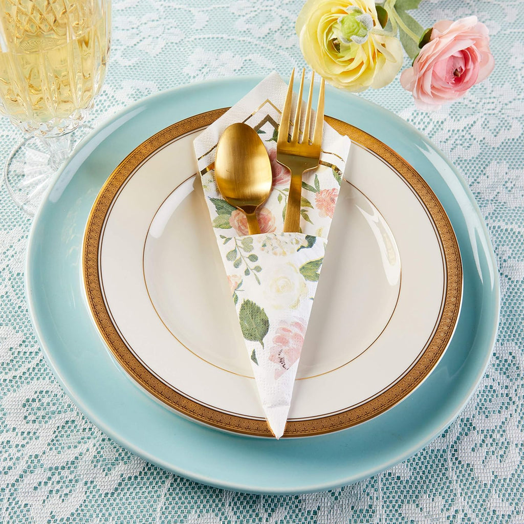 Kate Aspen Pink Floral Paper Plates and Cocktail Napkins G38892