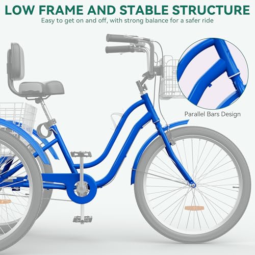 YITAHOME Adult Tricycle 26 Inch 3-Wheel Bike with Baskets N431705