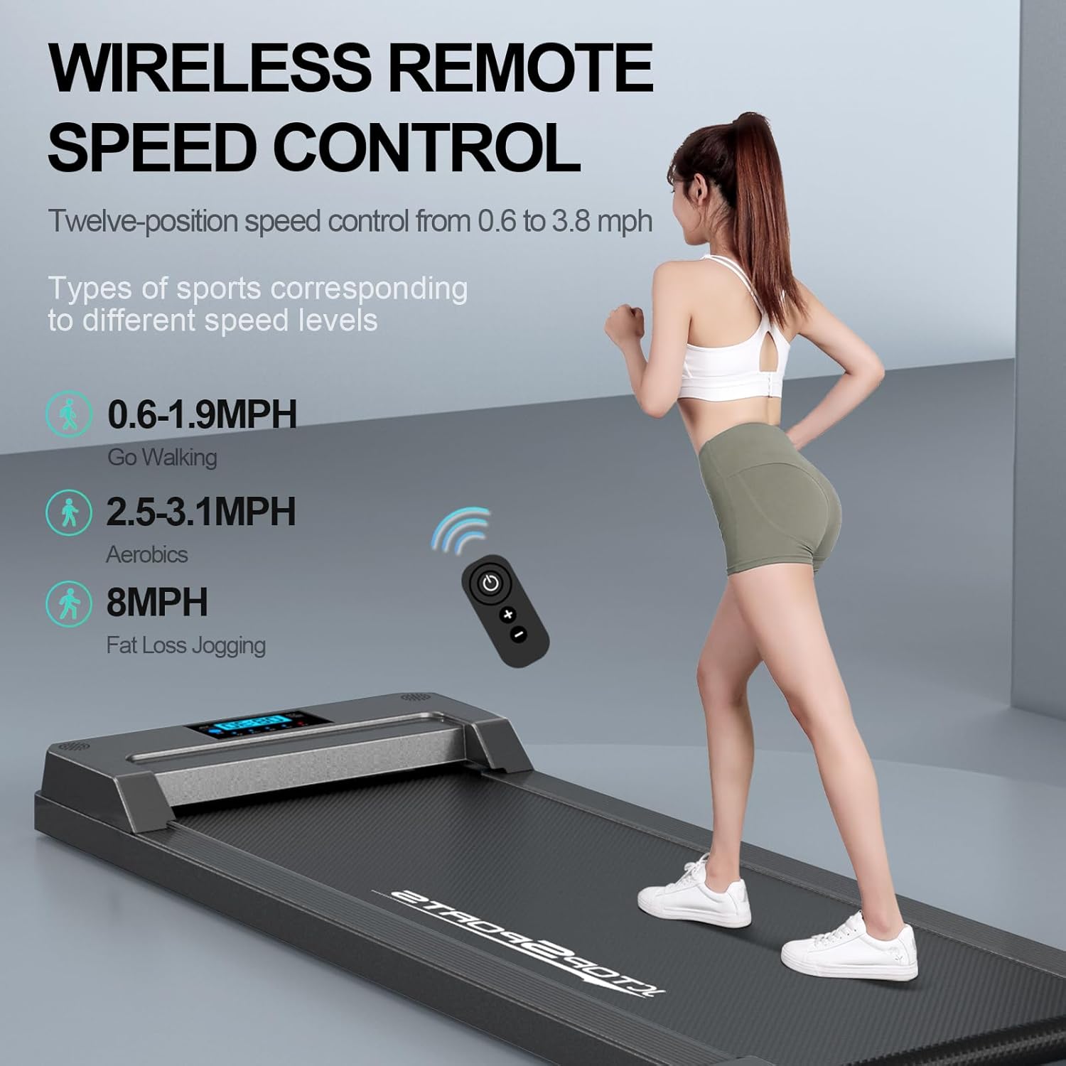 2 in 1 Portable Walking Pad Treadmill with Remote Control, LED Display H663