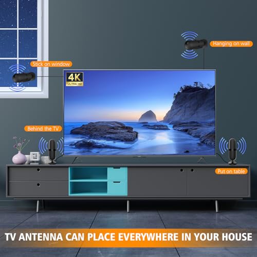 TV Antenna Indoor 980+ Miles Range 4K 1080p HDTV with 25ft Coax Cable J33175