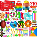 82 Pack Fidget Toys Set, Sensory Party Favors Gifts for Boy Girl Kids Adults Autism Stress Relief Stocking Stuffers Pop It Autistic Bulk Goodie Bag Filler Treasure Box Classroom Prizes School