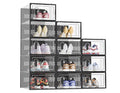 Shoe Storage, 12 Pack Shoe Organizer for Closet, Shoe Boxes Clear Plastic Stackable Shoe Containers with Lids for Size 10