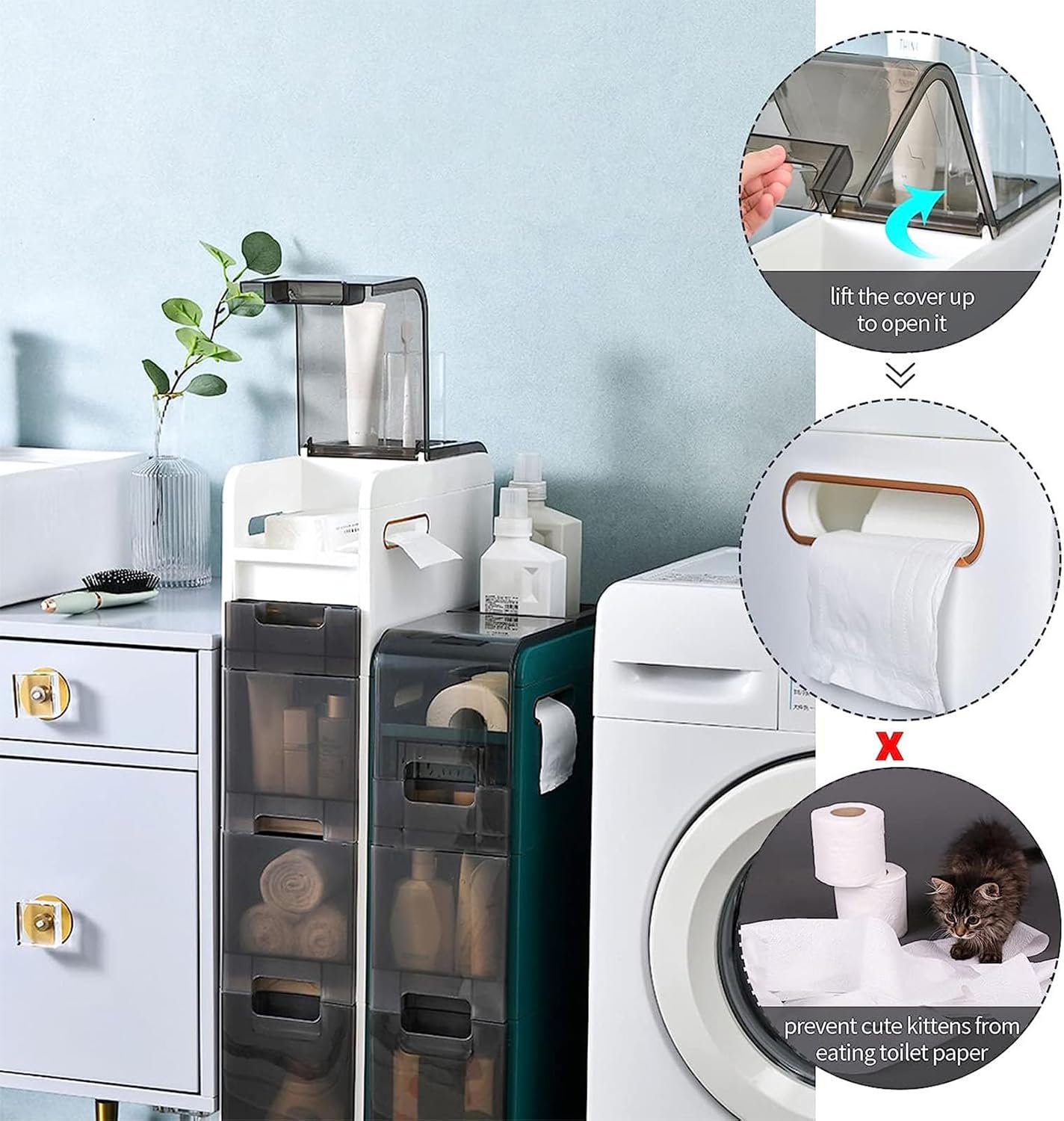 Floor-standing Bathroom Storage Cabinets 2/3/4-layer Vertical L760112