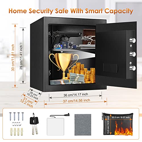 Fireproof Waterproof Home Safe Box with Digital Lock and Removable Shelf T38568