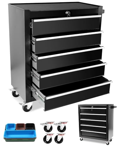 5-Drawer Rolling Tool Chest with Brake Casters, Black E95317