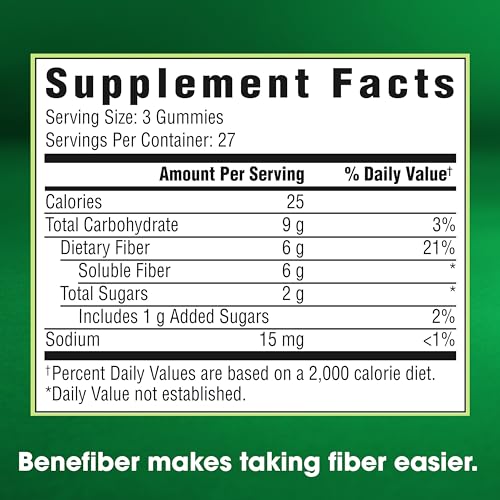 Benefiber Prebiotic Fiber Supplement Gummies, Assorted Fruit Flavor, 81 Count S747808