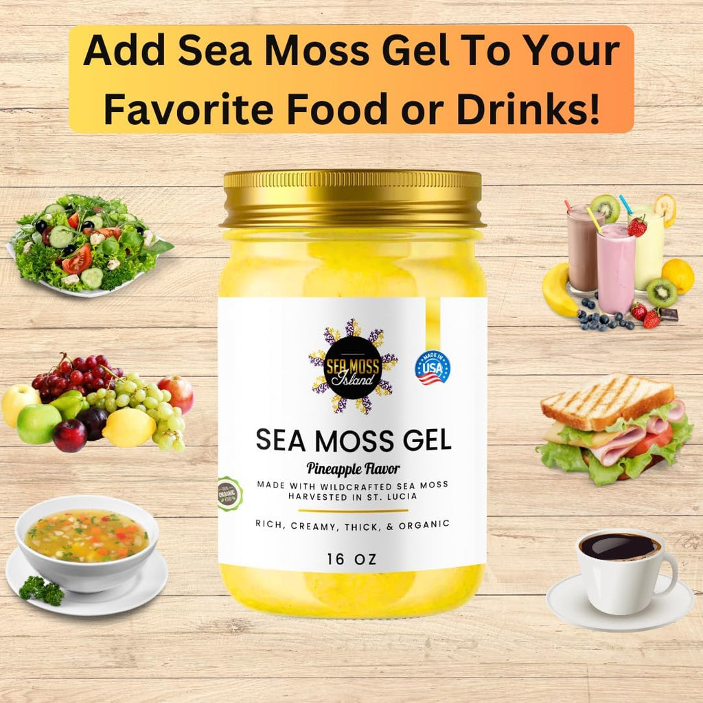 Organic Wildcrafted Irish Sea Moss Gel Vegan Supplement, Made in USA H7373