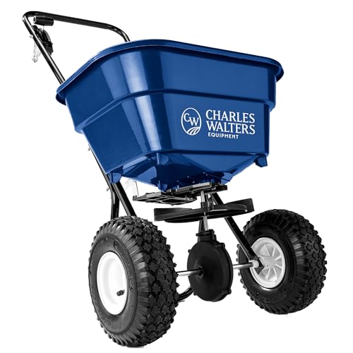 Charles Walters Equipment CW1500 Estate Style Broadcast Spreader for Spreading Fertilizer and Ice Melt on Lawns, Sidewalks, and Driveways, 65lb Capacity, 31" x 32"