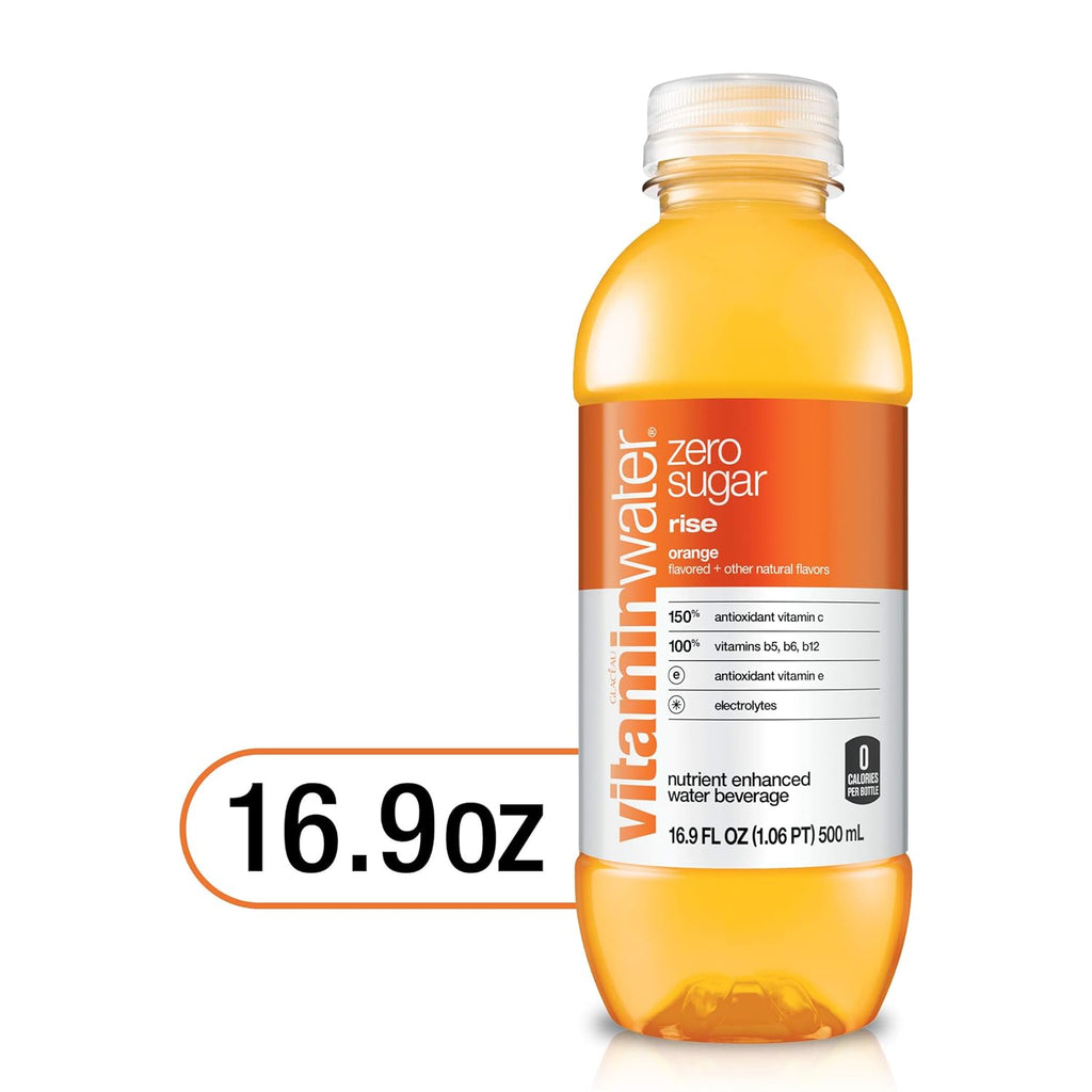 vitaminwater zero rise electrolyte enhanced water, orange, 16.9 Fl Oz (Pack of 24) U6120