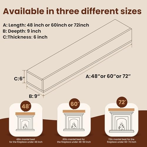 Floating Fireplace Mantel Shelf Wall-Mounted Oak 60" G17549