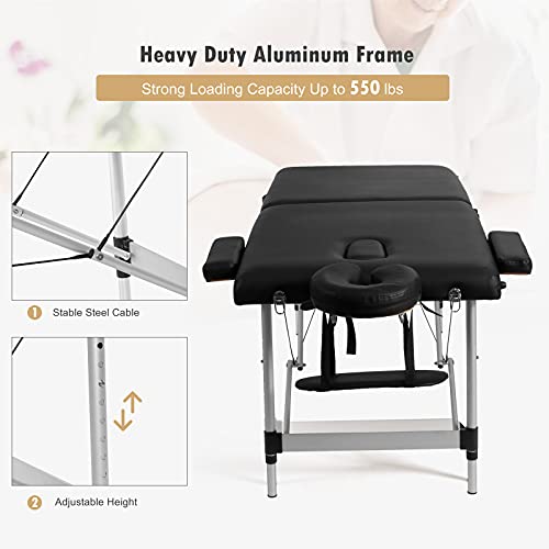 Giantex 84" Portable Massage Table with Face Cradle & Carry Case T442