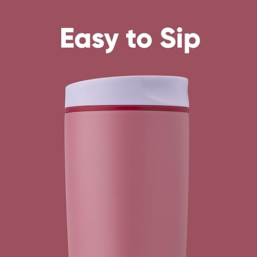 Owala SmoothSip Slider Insulated Stainless Steel Coffee Tumbler 12 oz, Purple/Pink U37182