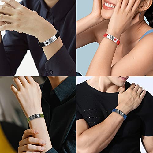 Personalized Silicone Medical ID Bracelet for Men Women Kids P774802