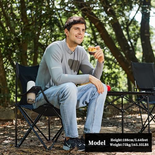 Portable Folding Camping Chair with Cup Holder and Side Bag, Blue F231