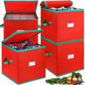 4 Pcs Christmas Ornament Storage Box 16 Trays for 256 Holiday Ornaments in Total 3 Inch Ornament Organizer Storage Container with Adjustable Dividers Dual Zipper Closure Xmas Holiday Ornament