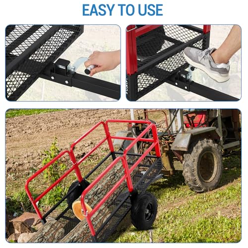 Garden Dump Cart 1500 Lbs Capacity Heavy Duty Steel ATV Trailer Pull Behind Yard Wagon Z821304