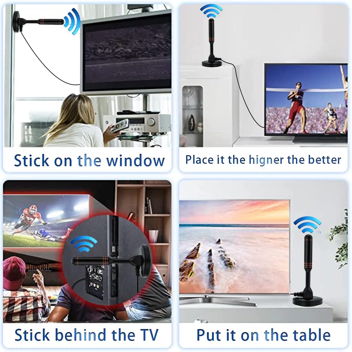 HDTV Antenna with Magnetic Base, 60+ Mile Range, Indoor Outdoor 4K 8K 1080P L2357