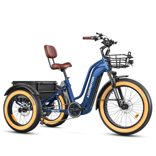 ADDMOTOR Electric Trike for Adults, 85Miles/160Miles Dual Battery System Electric Tricycle, 750W Rear Motor GREATTAN Etrike, 48V 20AH/40AH 3 Wheel Electric Bike for Senior, Differential, Parking Brake