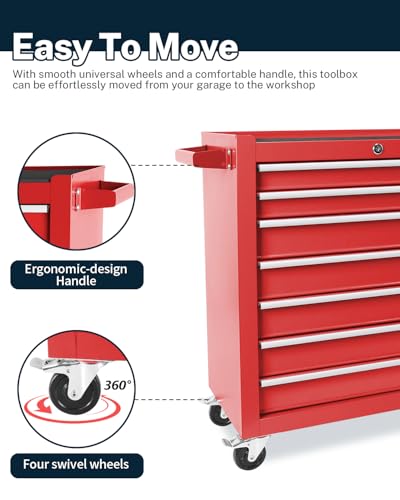 5-Drawer Rolling Tool Chest with Brake Casters, Black E95317