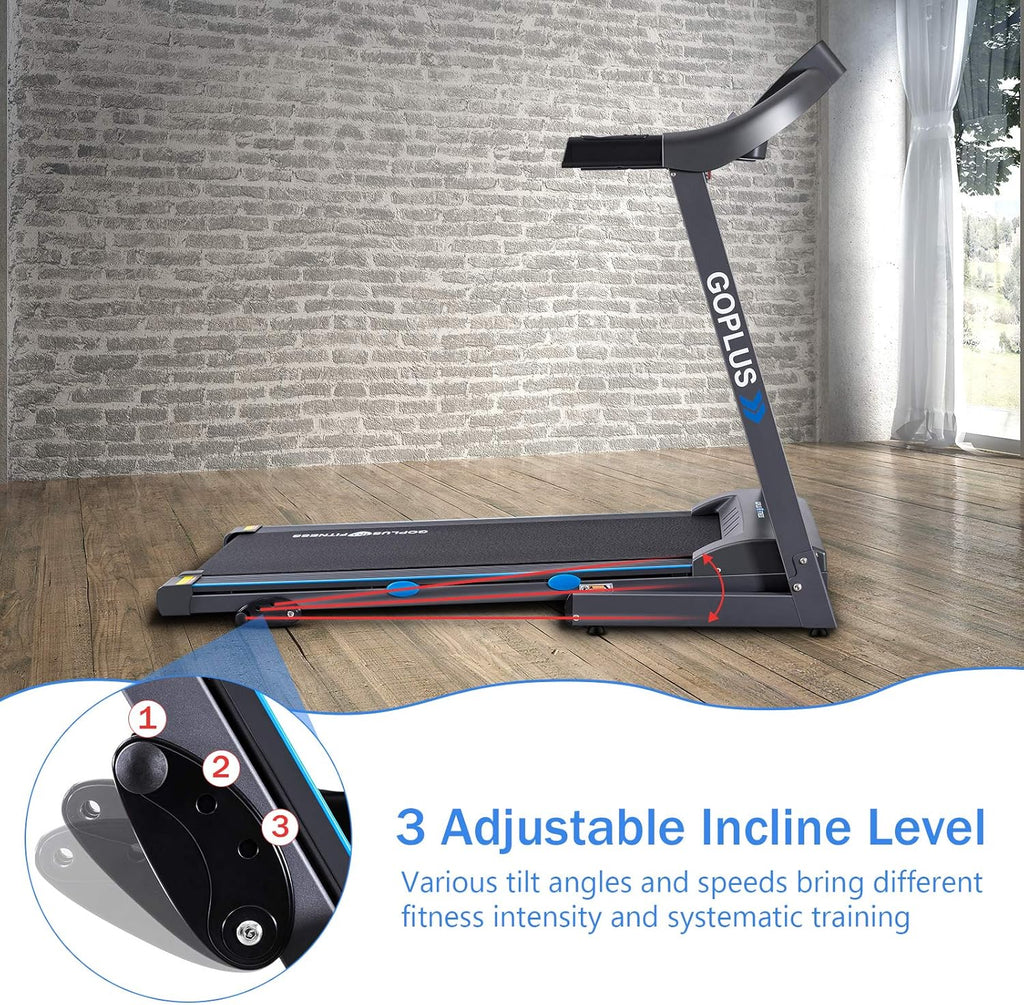 Goplus 2.25HP Folding Treadmill with Incline, Electric Walking Running Machine K607
