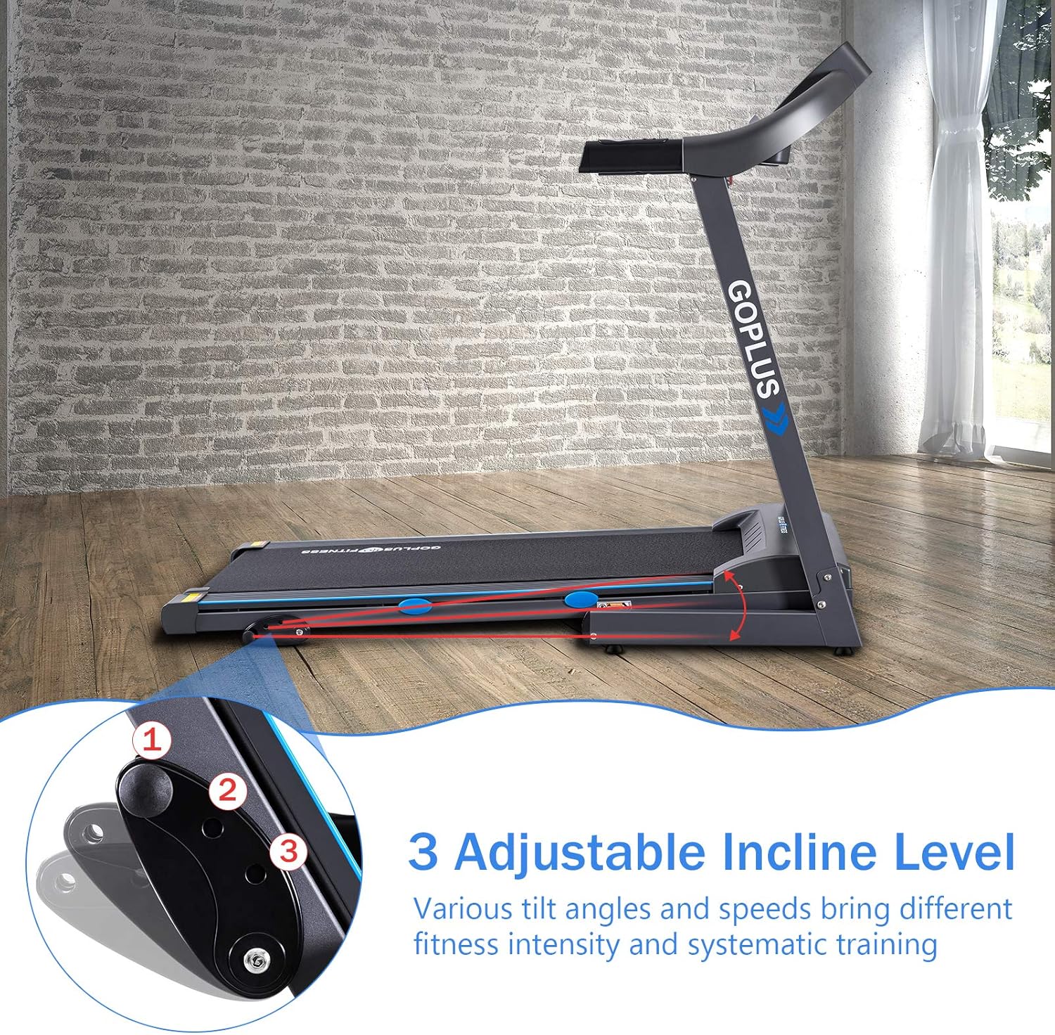 Goplus 2.25HP Folding Treadmill with Incline, Electric Walking Running Machine K607