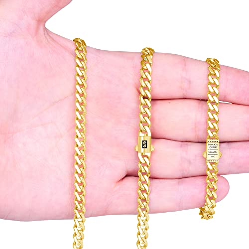 Nuragold 14k Yellow Gold 5mm Miami Cuban Link Chain Bracelet L637