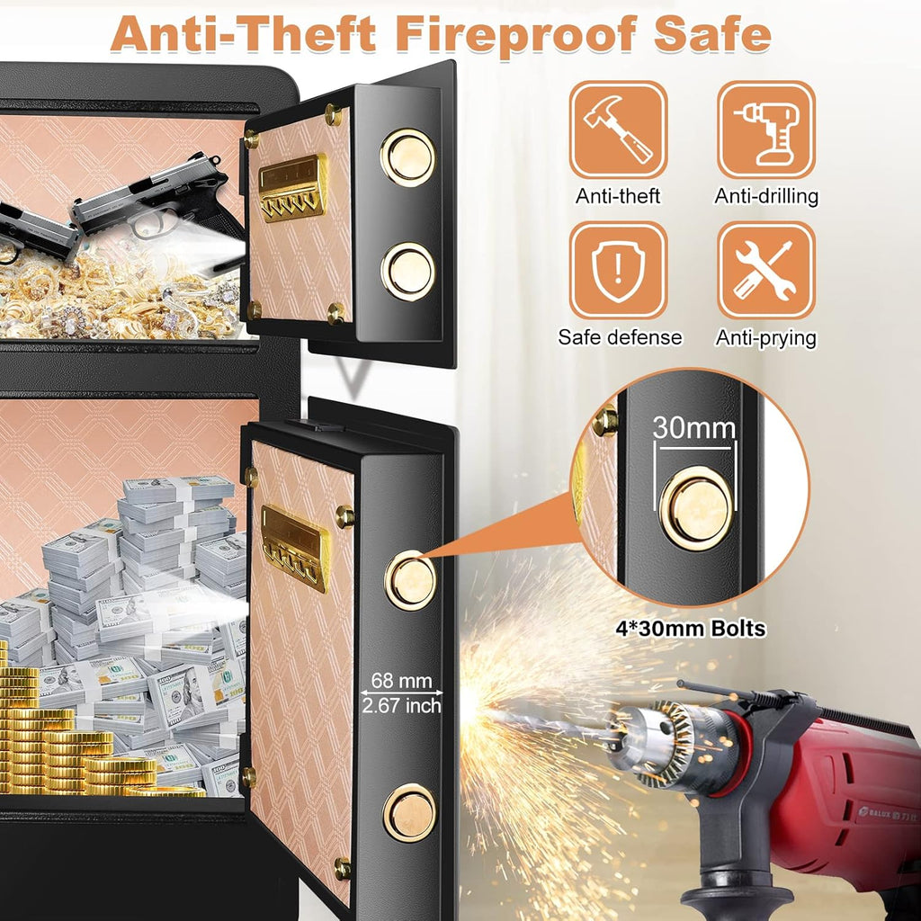 3.6 Cubic Fireproof Safe Box with Double Safe, Heavy Duty Security Home Safe D96247
