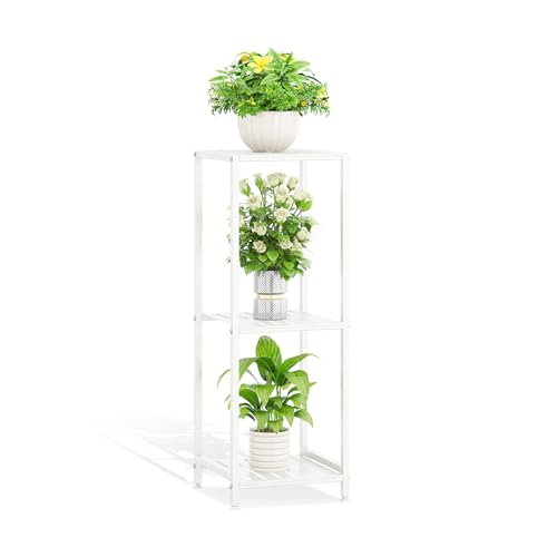3 Tier Plant Stand Tall Indoor, 32 Inch Metal Corner Plant Stands Shelf for Outdoor Multiple Plants, Tiered Flower Pot Pedestal Table Holder Planter Rack for Living Room Patio Garden, Black