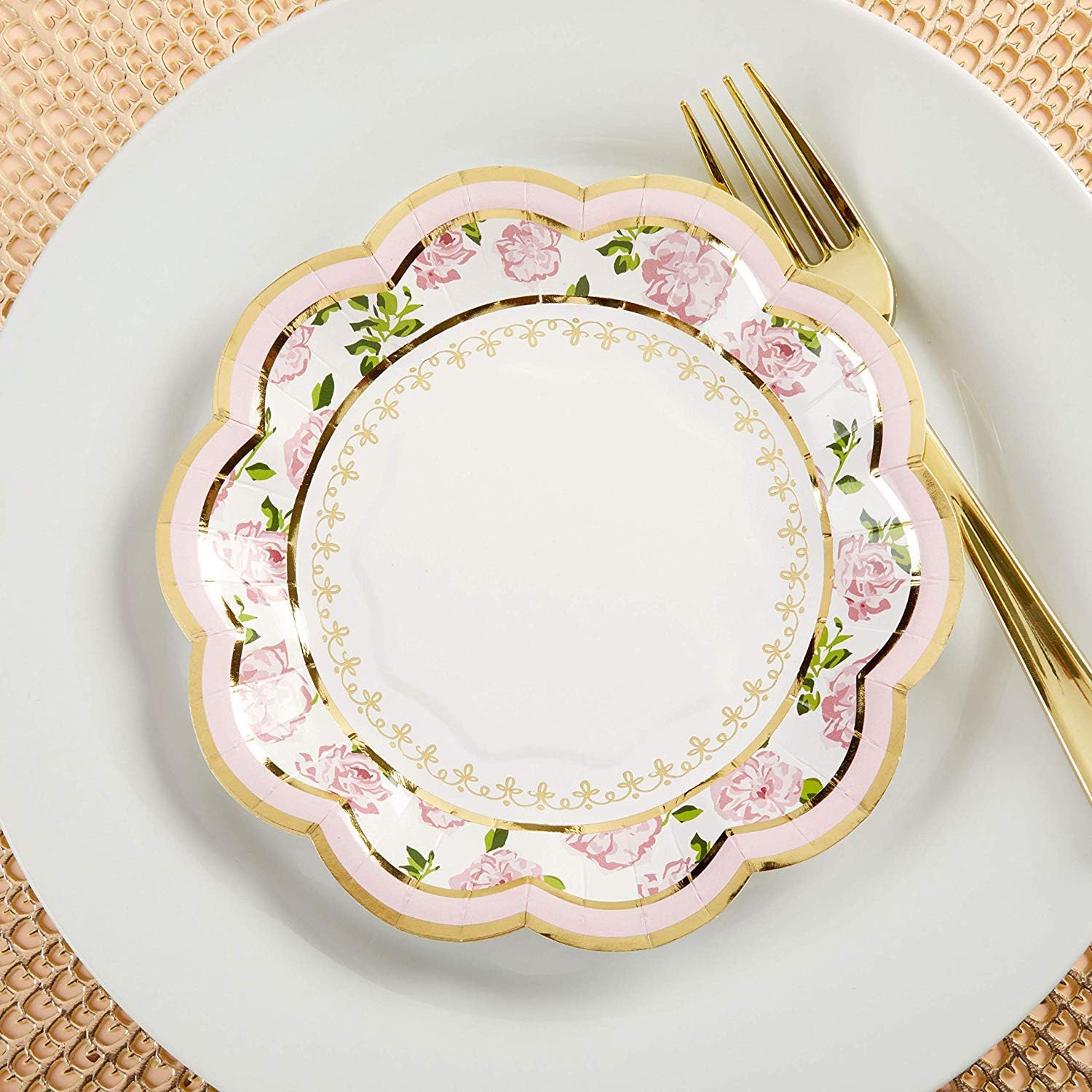 Kate Aspen 32 Pcs Floral Paper Plates, 7 Inch, Pink P4375