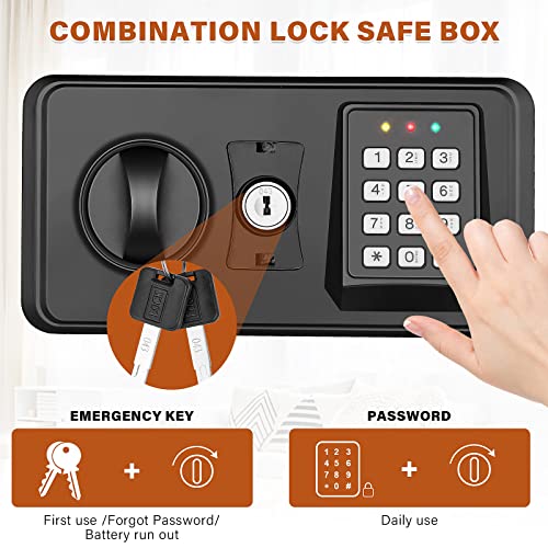 Fireproof Waterproof Safe Box with Digital Keypad and Key K88455