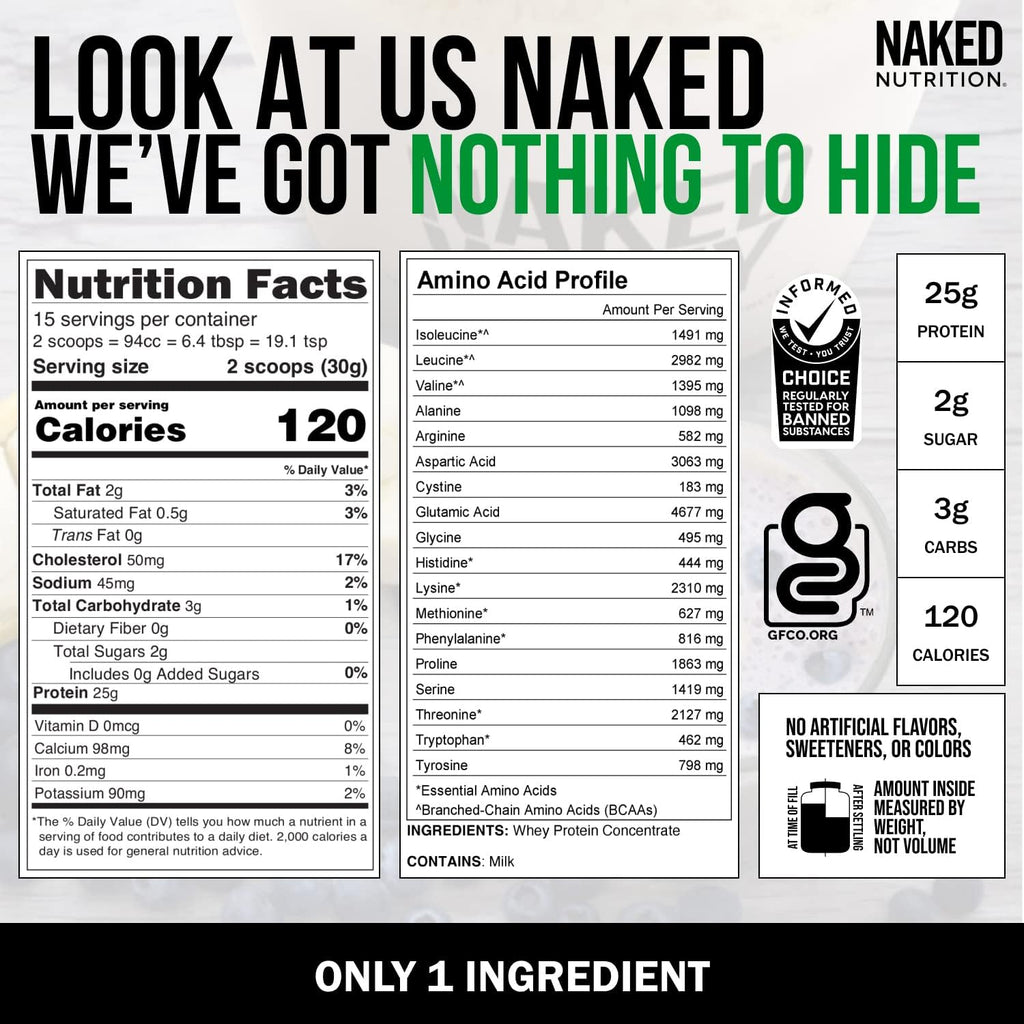 NAKED Grass Fed Protein Bundle: 1LB Unflavored Casein & Whey I588218