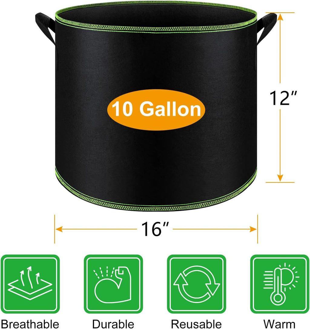 FEPITO 10 Gallon Fabric Grow Bags with Handles, 5 Pack P178