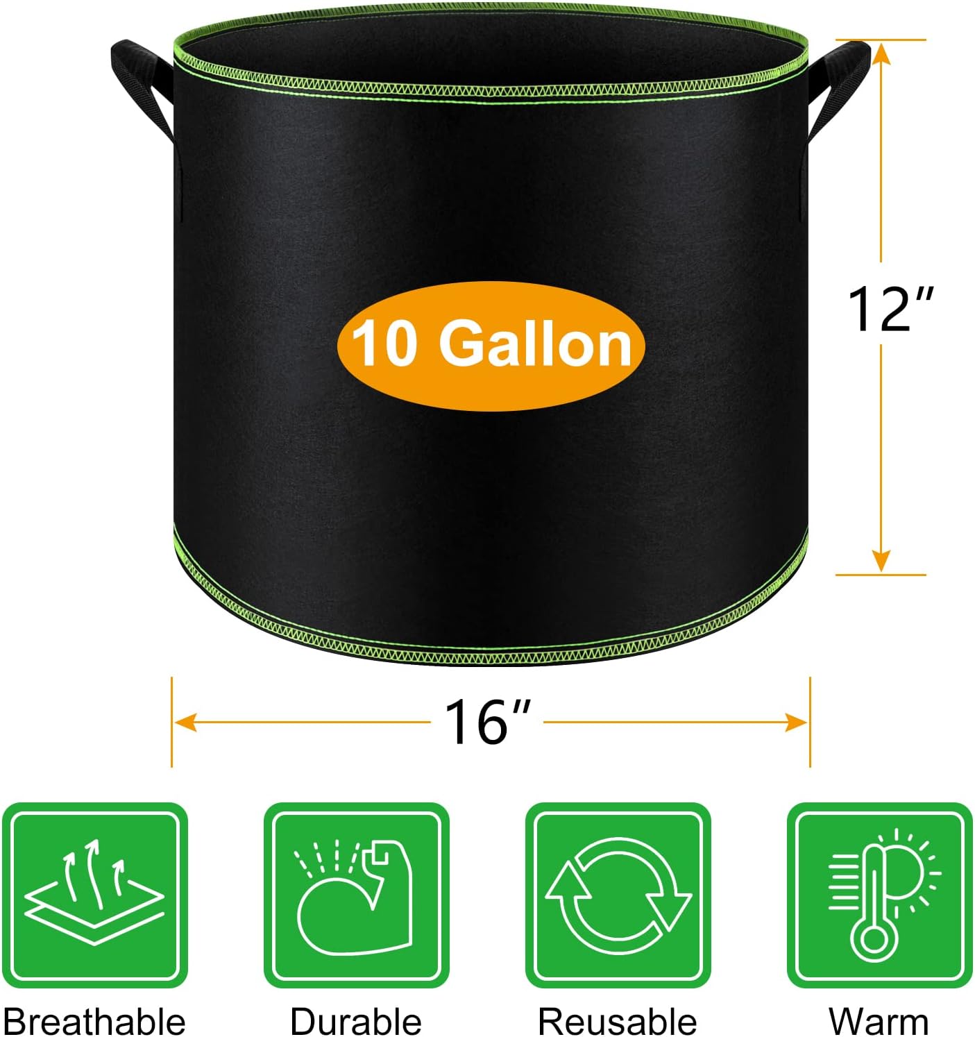 FEPITO 10 Gallon Fabric Grow Bags with Handles, 5 Pack P178