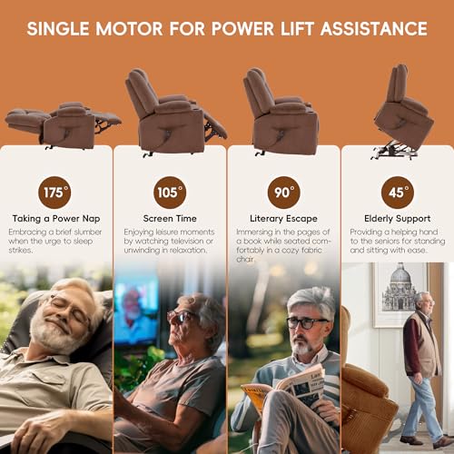 Dual Motor Power Lift Recliner with Massage and Heat, Brown S832
