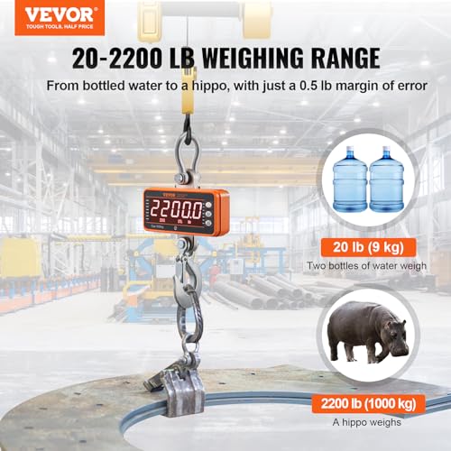 VEVOR Crane Scale 2200 lbs/1000 kg Digital Hanging Scale with Remote Control Q521961