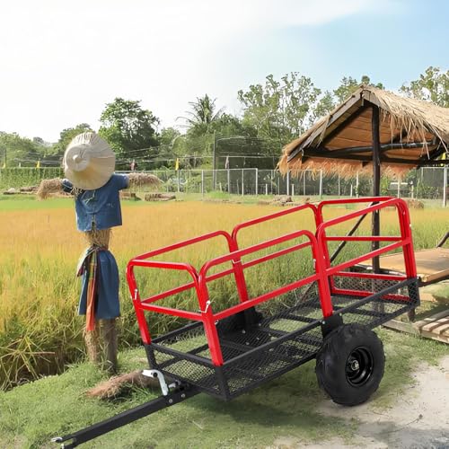 Garden Dump Cart 1500 Lbs Capacity Heavy Duty Steel ATV Trailer Pull Behind Yard Wagon Z821304