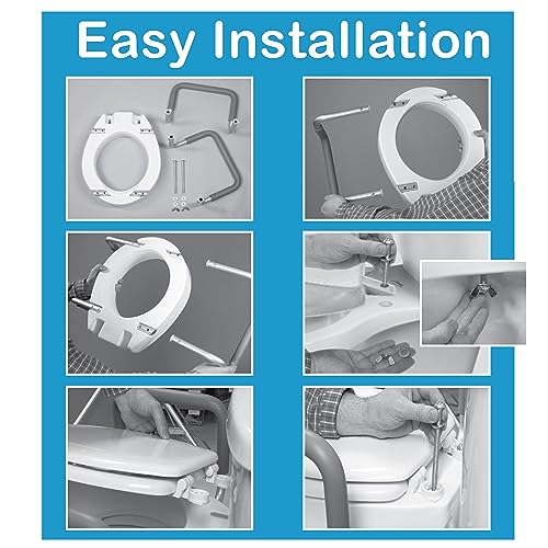 Carex 3.5 Inch Raised Toilet Seat with Arms for Elongated Toilets, White Y340582