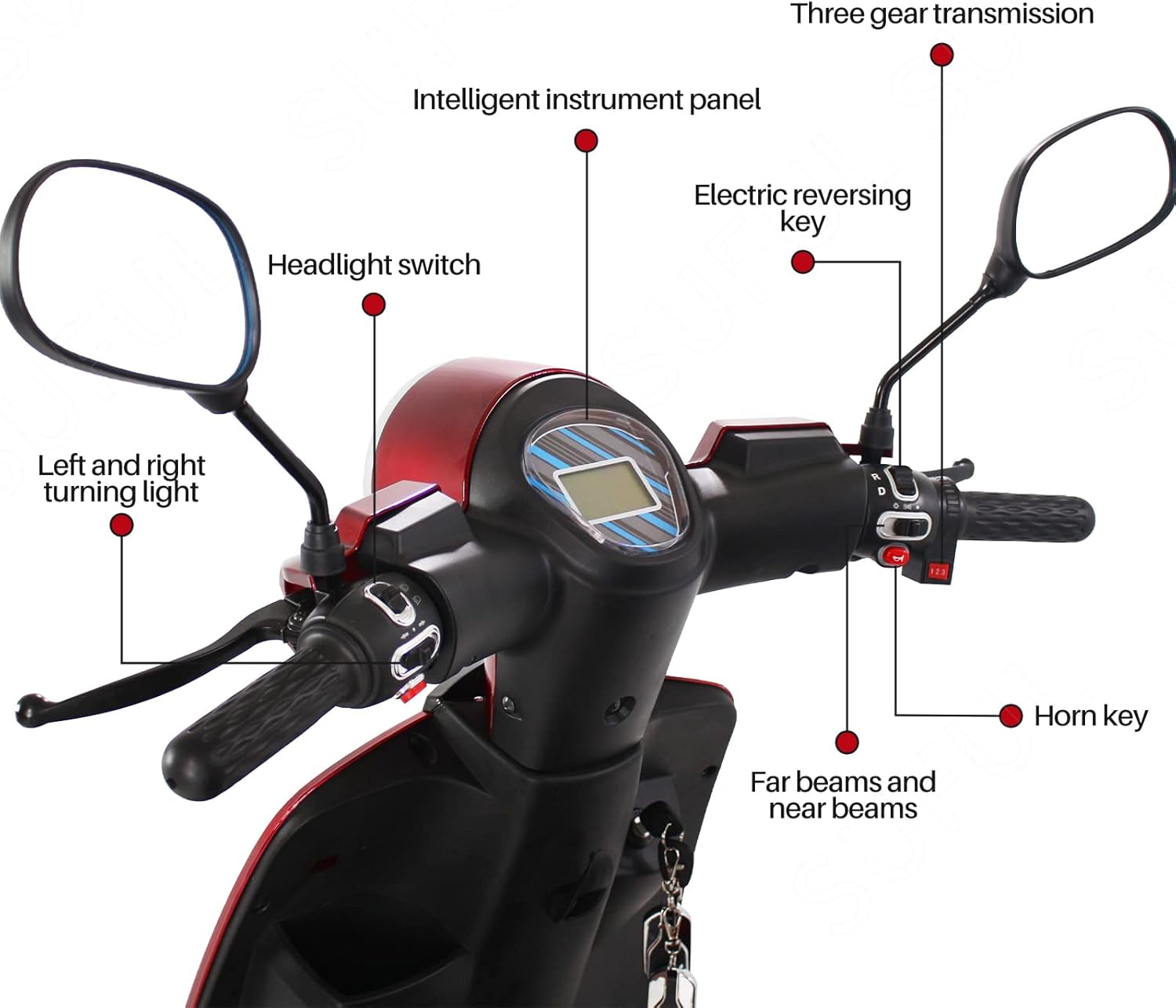 Red Powered Mobility Scooter for Adults with Adjustable Seat B1401