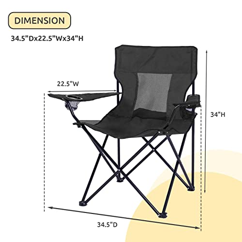 ONENESS Camping Chair, Portable Folding Fishing Chair with Cup Holder, Navy F53566