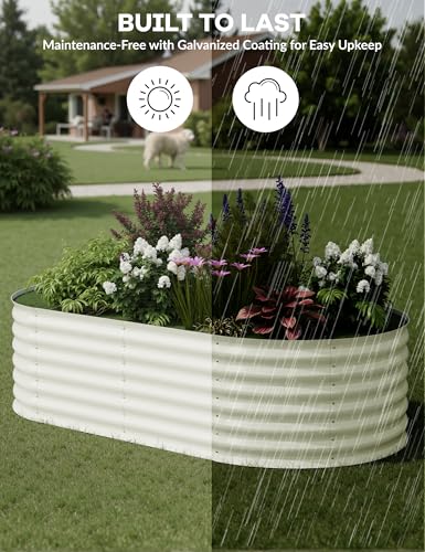 4x2x2Ft Oval Galvanized Steel Raised Garden Bed - Outdoor Metal Planter Box for Vegetables, Flowers, Herbs L43315